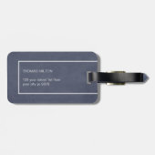 Eenvoudig blauw wit logo's bagagelabel (Achterkant horizontaal)