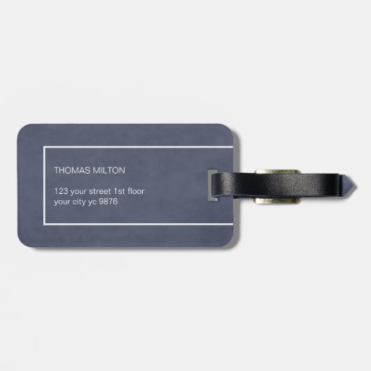 Eenvoudig blauw wit logo's bagagelabel (Achterkant horizontaal)