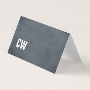 Eenvoudig blauw wit monogram gevouwen Visitekaartj Visitekaartje