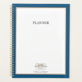 Eenvoudig Blauw Wit Monogram Zaken Planner (Voorkant)
