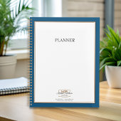 Eenvoudig Blauw Wit Monogram Zaken Planner