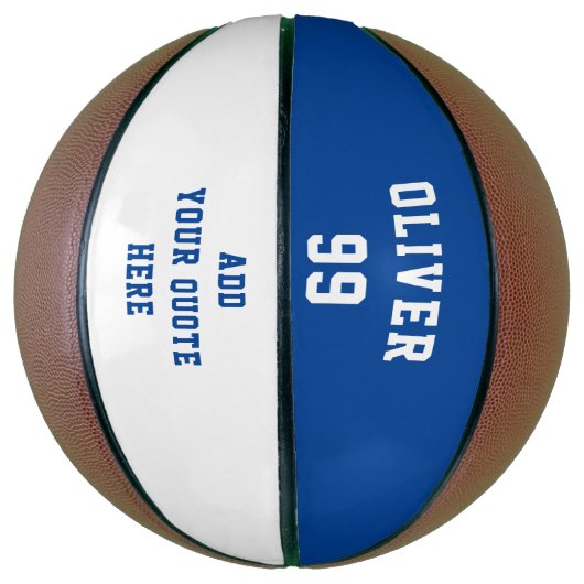 Eenvoudig blauw wit naamnummer basketbal (Verticaal)