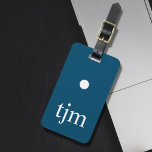 Eenvoudig Blauw Wit Punt Mannelijk Monogram Bagagelabel<br><div class="desc">Eenvoudig elegant aanpasbaar bagagelabel ontwerp met blauwe achtergrond,  wit vet monogram.</div>