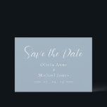 Eenvoudig Blauw & Wit Script Trouw Save the Date<br><div class="desc">Eenvoudige en moderne witte op blauwe achtergrond trouw “Save the Date”.  Perfect voor elk seizoen trouwen.</div>