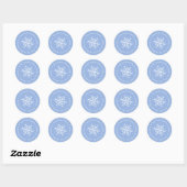 Eenvoudig blauw wit sneeuwvlok retouradres ronde sticker (Vel)