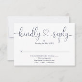 Eenvoudig blauw-witscript reactie RSVP kaartje (Voorkant)