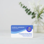 Eenvoudig blauw Zee golven Ichthus Vis Visitekaartje (Staand voorkant)