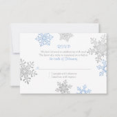 Eenvoudig Blauw Zilver Sneeuwvlok Winter Bruiloft RSVP Kaartje (Voorkant)