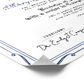 Eenvoudig Blauw Zwart School Diploma Echte Diploma Poster (Hoek)