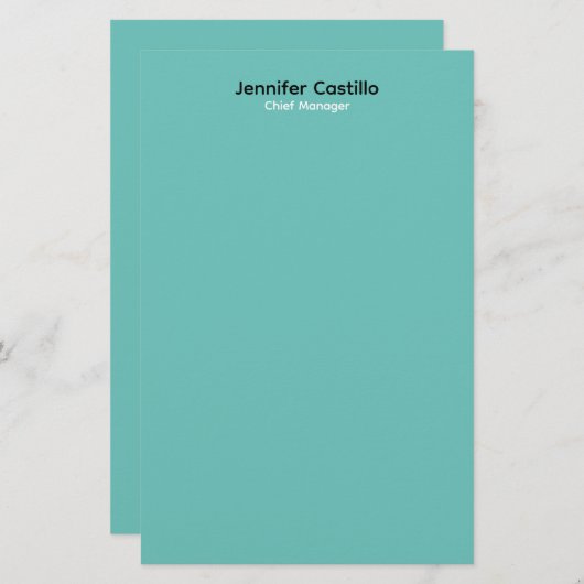 Eenvoudig blauw zwart wit minimalistisch modern briefpapier (Voorkant / Achterkant)