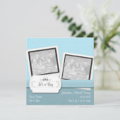 Eenvoudig blauwe Baby Foto-aankondigingskaarten Aankondiging (Staand voorkant)