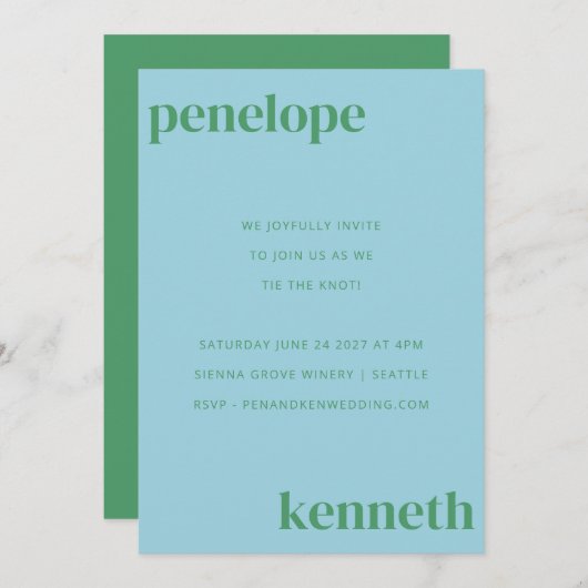 Eenvoudig blauwe groene moderne ridder in één keer kaart (Voorkant / Achterkant)