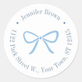 Eenvoudig Blauwe Strik Baby Shower Retouradres Ronde Sticker