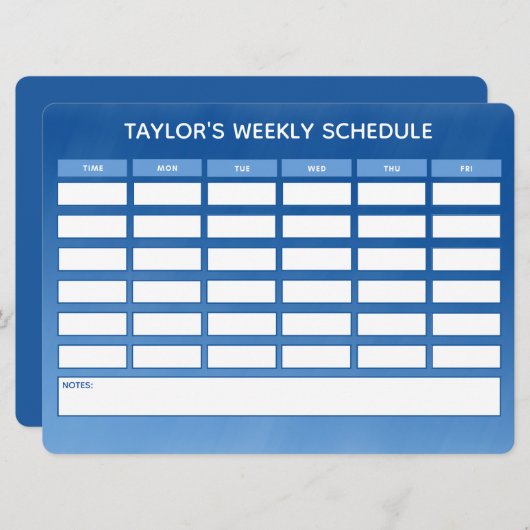 Eenvoudig Blauwe Weekschool (Voorkant / Achterkant)