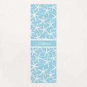 Eenvoudig Blauwe Zeesterpatroon Kust Script Naam Yogamat (Voorkant)