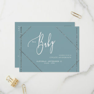 Eenvoudig Blauwgroen Baby shower Invitation Briefk Uitnodiging Briefkaart