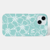 Eenvoudig Blauwgroen Blauw Bloemen Initiaal Monogr Case-Mate iPhone Case (Achterkant (horizontaal))