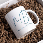 Eenvoudig Blauwgroen Blauw Minimalist Twee Monogra Koffiemok<br><div class="desc">Eenvoudige Blauwgroen Blauwe Twee Monogram Naam mok perfect voor bazen,  consultants,  professionals of zakenmensen.</div>