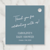 Eenvoudig Blauwgroen blauw minimalistisch custom B Bedankjes Labels (Achterkant)