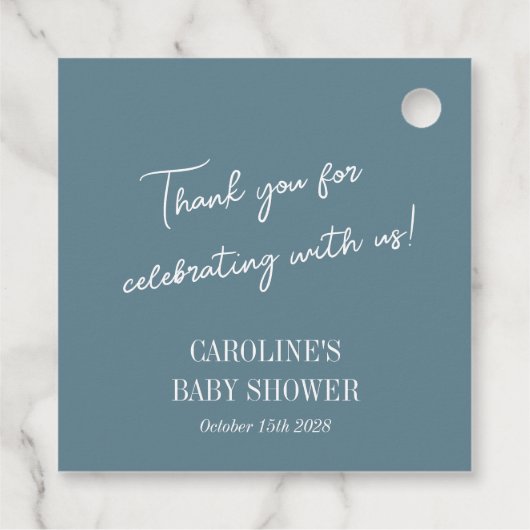 Eenvoudig Blauwgroen blauw minimalistisch custom B Bedankjes Labels (Achterkant)