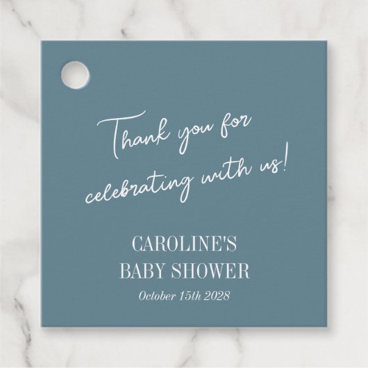 Eenvoudig Blauwgroen blauw minimalistisch custom B Bedankjes Labels (Voorkant)