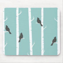 Eenvoudig Blauwgroen Blauw Vogelboompatroon