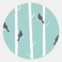 Eenvoudig Blauwgroen Blauw Vogelboompatroon