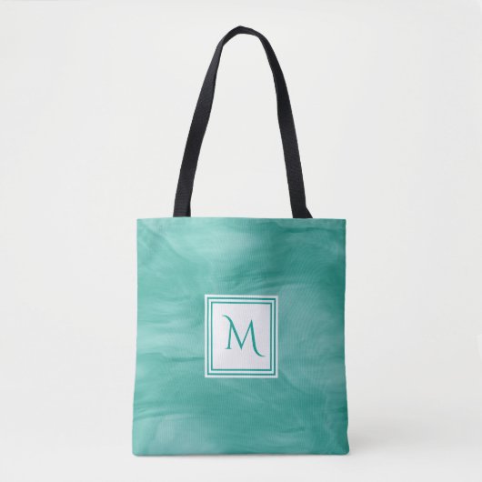 Eenvoudig Blauwgroen groen subtiel marmer modern M Tote Bag (Voorkant)
