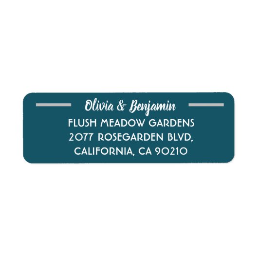 Eenvoudig Blauwgroen handgeschreven script huwelij Etiket (Voorkant)