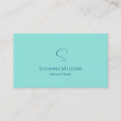 Eenvoudig Blauwgroen met Monogram en Logo Modern Visitekaartje (Voorkant)