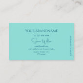 Eenvoudig Blauwgroen met Monogram Modern en Klassi Visitekaartje (Achterkant)