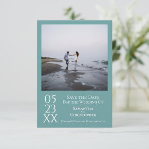 Eenvoudig Blauwgroen modern minimalistisch fotohuw Save The Date