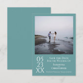 Eenvoudig Blauwgroen modern minimalistisch fotohuw Save The Date (Voorkant / Achterkant)