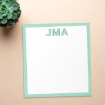 Eenvoudig Blauwgroen monogram Notitieblok<br><div class="desc">Creëer uw eigen gepersonaliseerde monogram briefpapier met uw aangepaste initialen of naam in de moderne minimalistische typografie.</div>