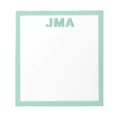 Eenvoudig Blauwgroen monogram Notitieblok (Voorkant)