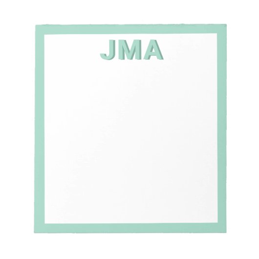 Eenvoudig Blauwgroen monogram Notitieblok (Voorkant)