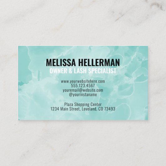 Eenvoudig Blauwgroen monogram Visitekaartje (Achterkant)