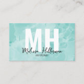 Eenvoudig Blauwgroen monogram Visitekaartje (Voorkant)