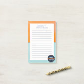 Eenvoudig Blauwgroen/Oranje Mitzvot Post-it® Notes (Op bureau)