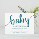 Eenvoudig Blauwgroen script | donkerblauw-groen Ba Kaart (Staand voorkant)