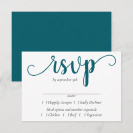 Eenvoudig Blauwgroen script | Donkerblauw-groene m RSVP Kaartje