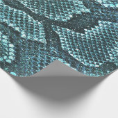 Eenvoudig blauwgroen slangschaalpatroon cadeaupapier (Hoek)
