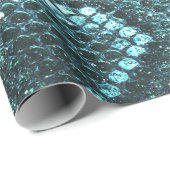 Eenvoudig blauwgroen slangschaalpatroon cadeaupapier (Rol Hoek)
