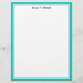 Eenvoudig Blauwgroen Witte Persoonlijke Letterkop (Voorkant)