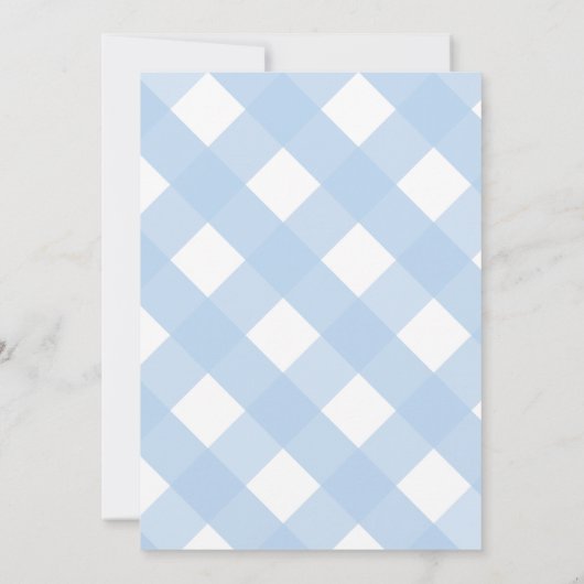 Eenvoudig Bleek blauw Gingham Flat Hartelijk dank Bedankkaart (Achterkant)