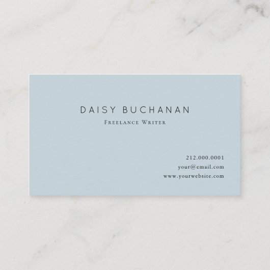 Eenvoudig Bleek Blauw Goud Monogram Visitekaartje (Achterkant)