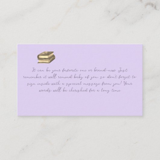 Eenvoudig Bleek monogram lavender Book voor Baby s Visitekaartje (Achterkant)