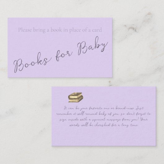 Eenvoudig Bleek monogram lavender Book voor Baby s Visitekaartje (Voorkant / Achterkant)