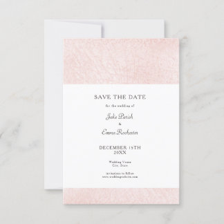 Eenvoudig Bleek roze met elegant script de datum o Save The Date
