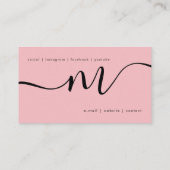  Eenvoudig Bleek roze minimummonogram zwart  Visitekaartje (Achterkant)